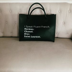 I speak designer tote